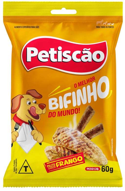 Bifinho Petiscão para Cães Adultos Porte Médio e Grande Sabor Frango - 60g