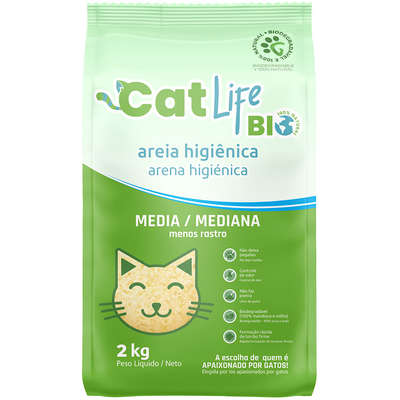 Areia Higiênica Cat Life Bio Média Menos Rastro