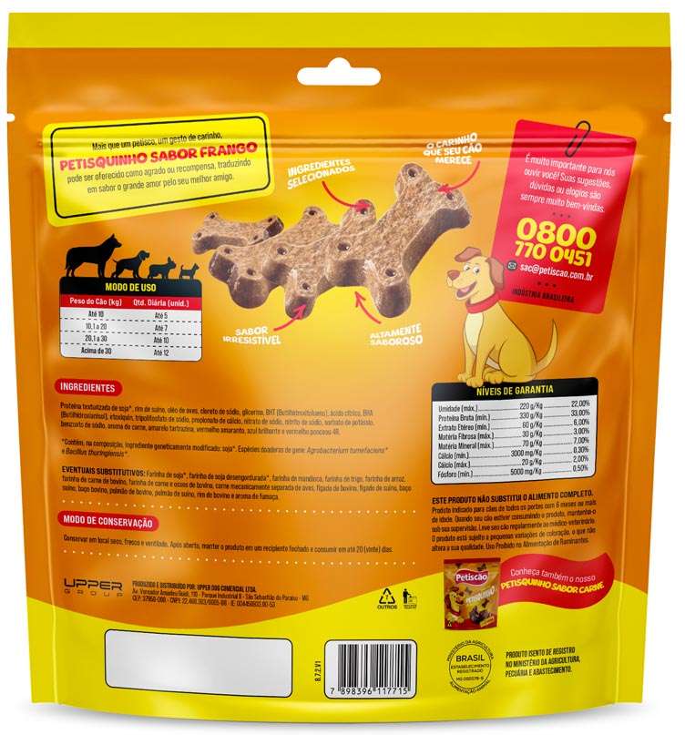 Bifinho Petiscão para Cães Adultos Sabor Frango - 250g