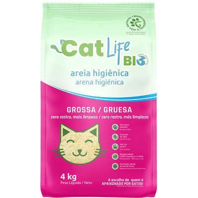 Areia Higiênica Cat Life Bio Grossa Zero Rastro Mais Limpeza