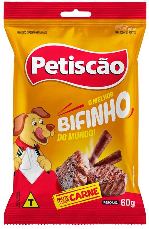 Bifinho Petiscão para Cães Adultos Porte Médio e Grande Sabor Carne - 60g