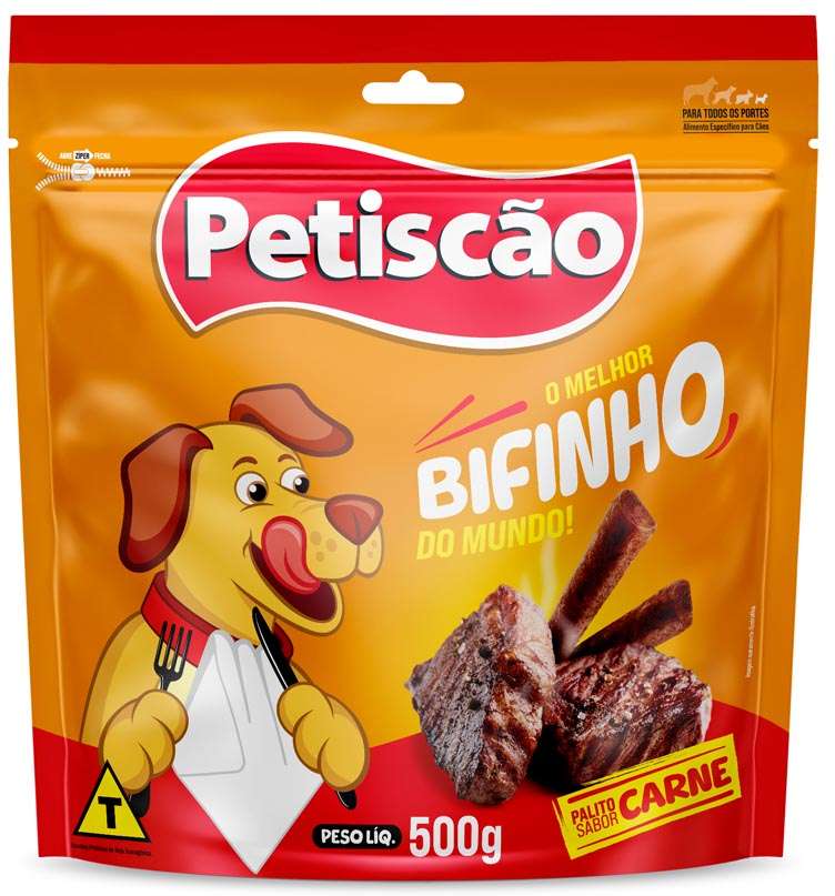 Bifinho Petiscão para Cães Adultos Sabor Carne Fino - 500g