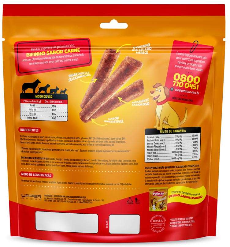 Bifinho Petiscão para Cães Adultos Sabor Carne Fino - 1Kg