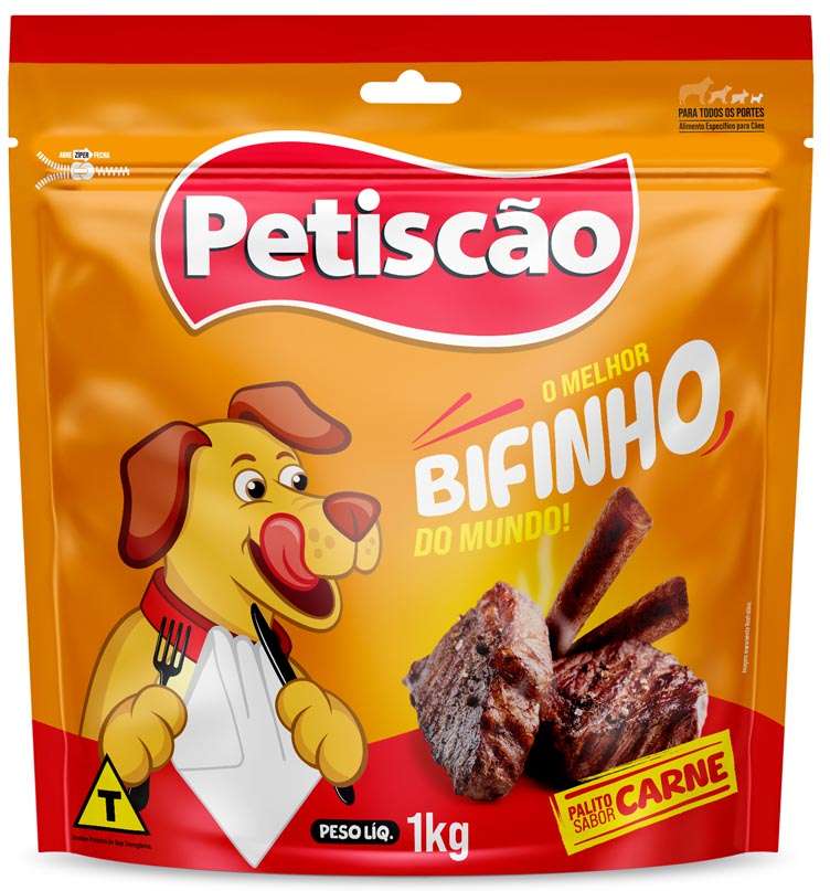 Bifinho Petiscão para Cães Adultos Sabor Carne Fino - 1Kg