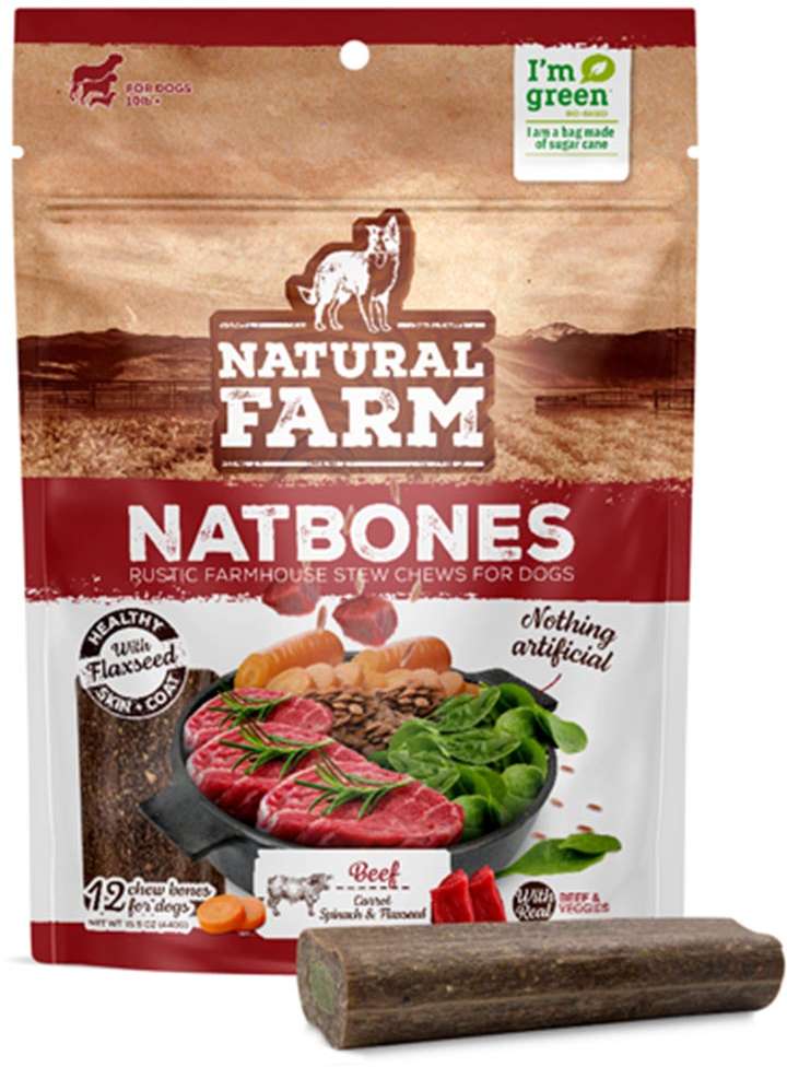 Snack Natural Farm Natbones para Cães Sabor Carne - 340 g