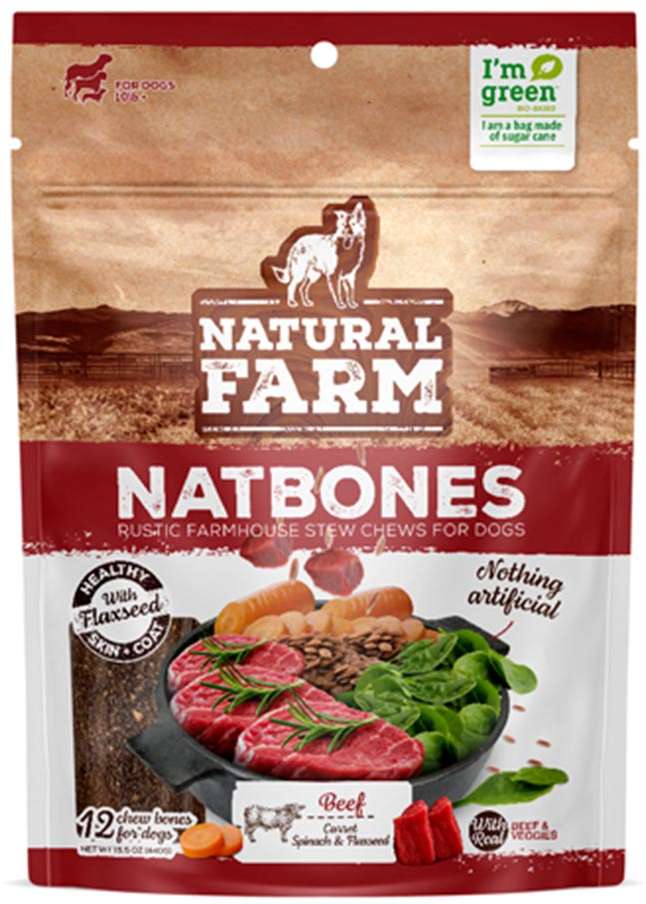 Snack Natural Farm Natbones para Cães Sabor Carne - 340 g