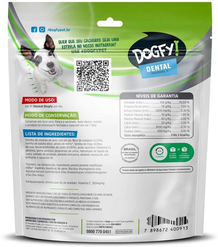 Petisco Dogfy para Cães Adultos Porte Médio Sabor Menta - 3 Unidades