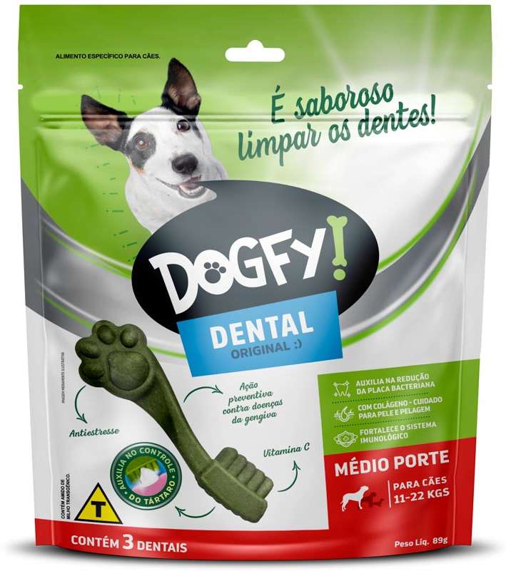 Petisco Dogfy para Cães Adultos Porte Médio Sabor Menta - 3 Unidades