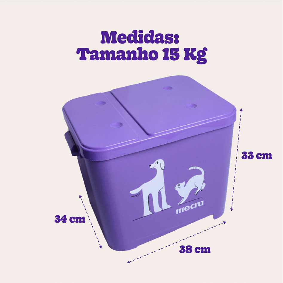 Porta Ração Meau Roxo para Cães e Gatos - 15Kg
