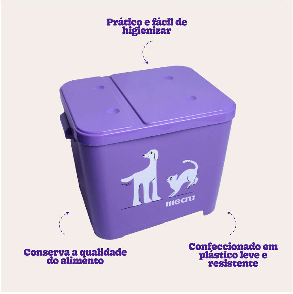 Porta Ração Meau Roxo para Cães e Gatos - 15Kg