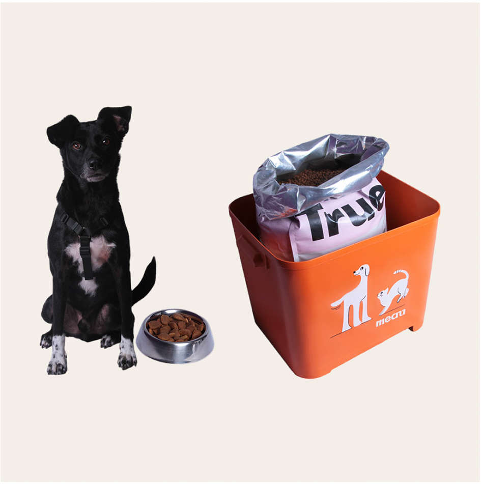 Porta Ração Meau Laranja para Cães e Gatos - 15Kg