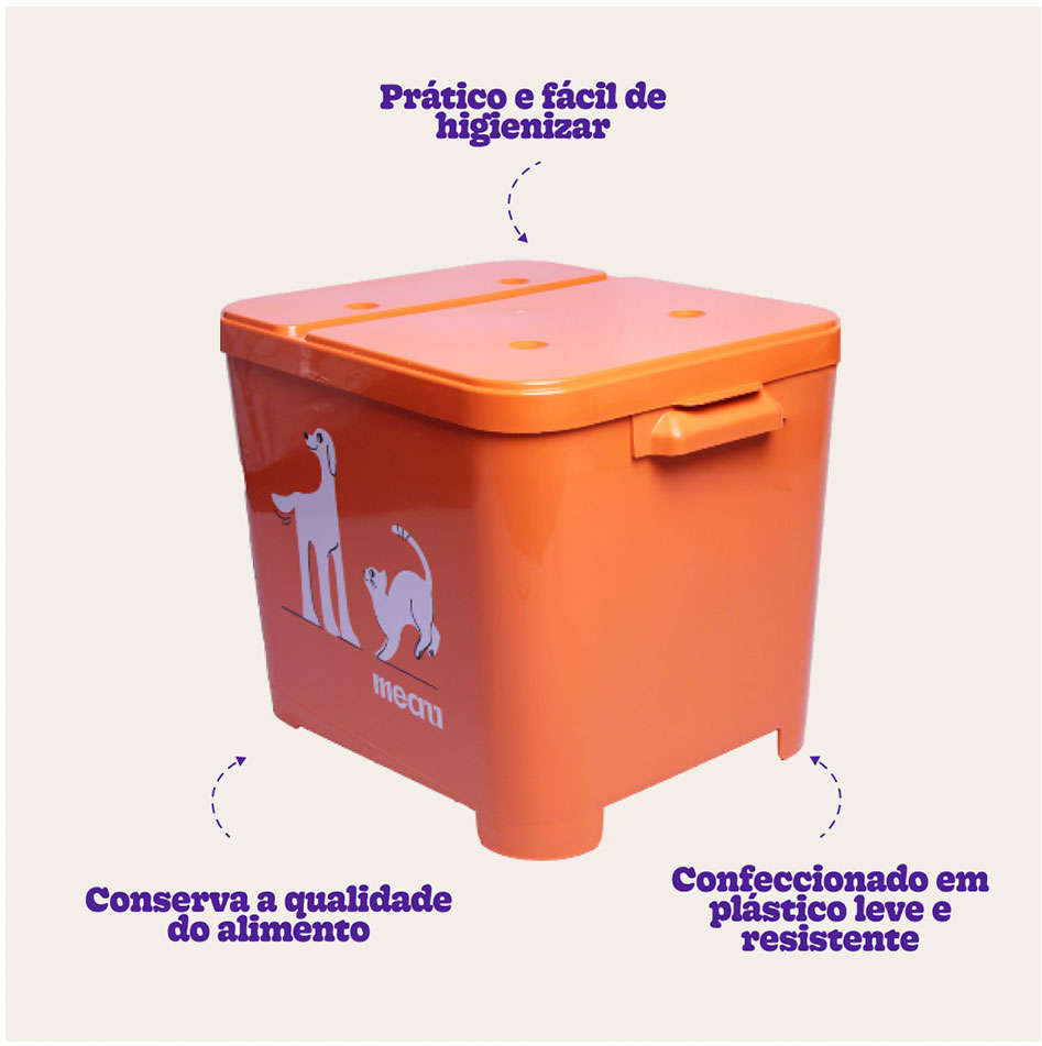 Porta Ração Meau Laranja para Cães e Gatos - 15Kg