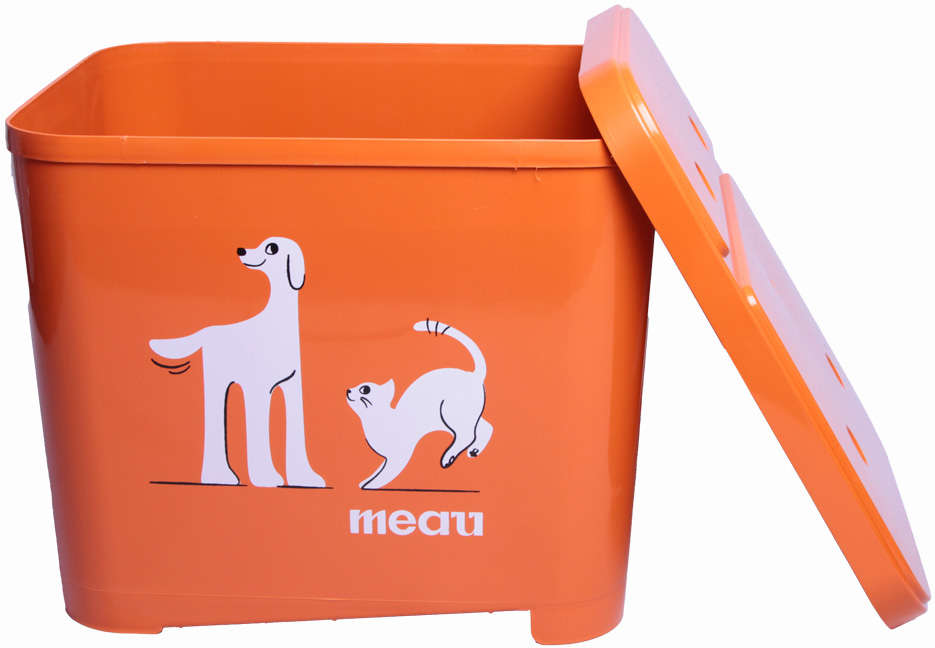 Porta Ração Meau Laranja para Cães e Gatos - 15Kg