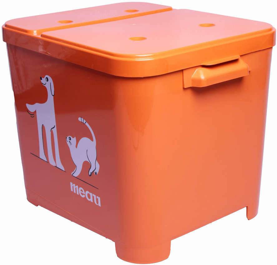 Porta Ração Meau Laranja para Cães e Gatos - 15Kg