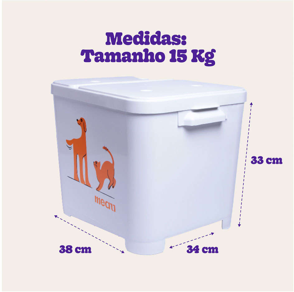 Porta Ração Meau Gelo para Cães e Gatos - 15Kg