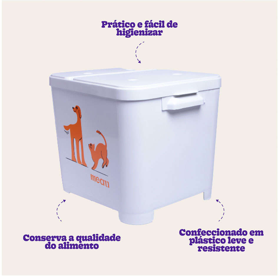 Porta Ração Meau Gelo para Cães e Gatos - 15Kg