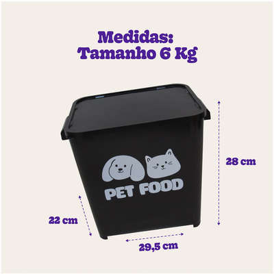 Porta Ração Kroco Pet Food Preto - 6 Kg