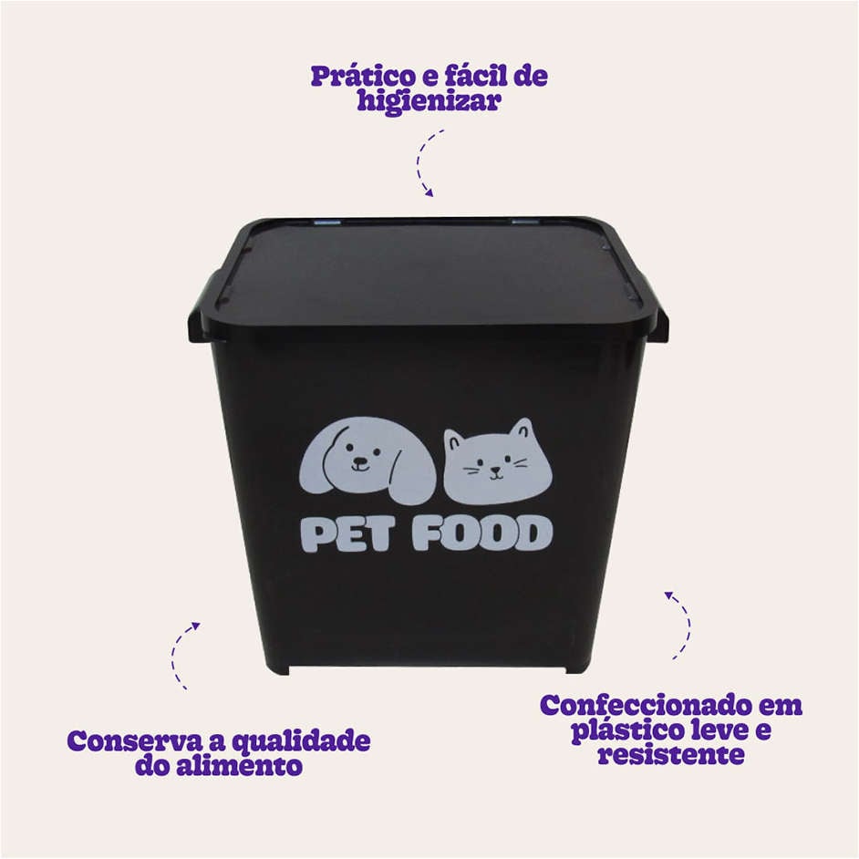 Porta Ração Kroco Pet Food Preto - 15Kg