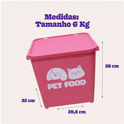 Porta Ração Kroco Pet Food Rosa - 6 Kg