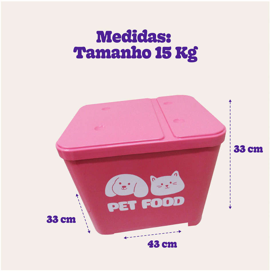 Porta Ração Kroco Pet Food Rosa - 15Kg