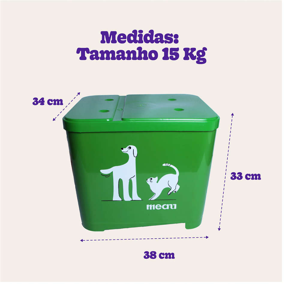 Porta Ração Meau Verde para Cães e Gatos - 15Kg