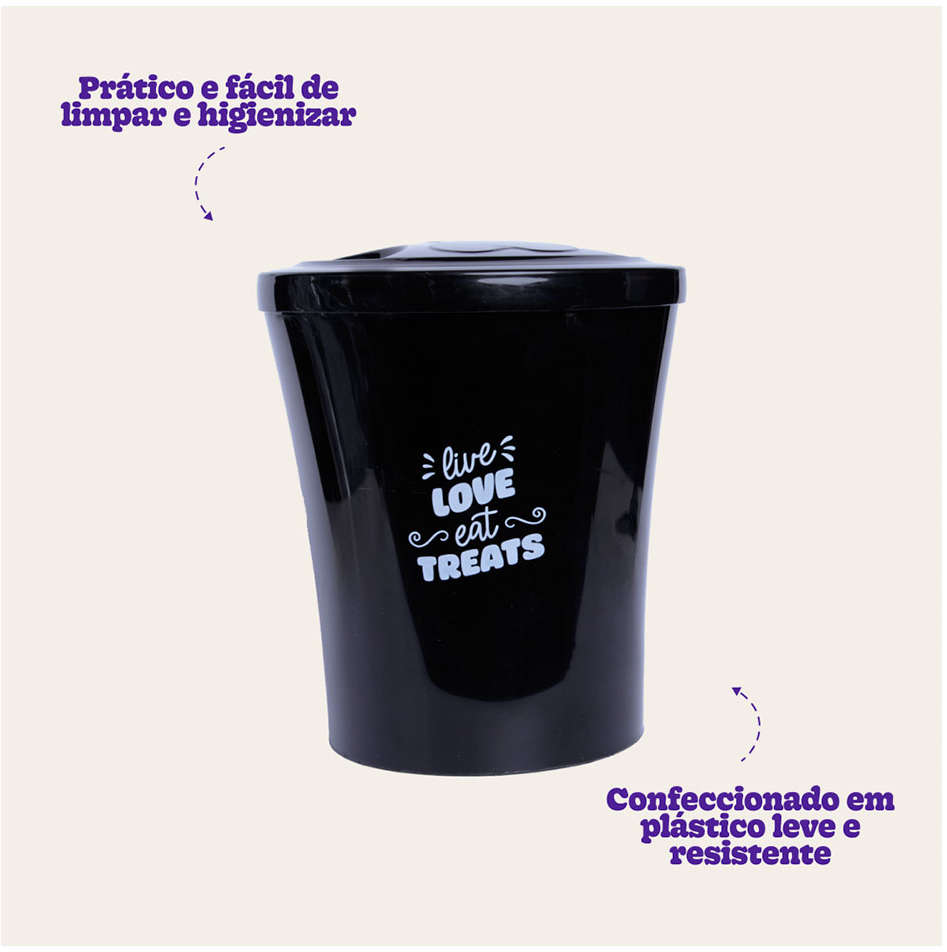 Porta Ração Kroco Redondo Preto - 3,5Kg