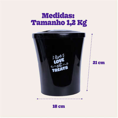 Porta Ração Kroco Redondo Preto - 1,2 Kg