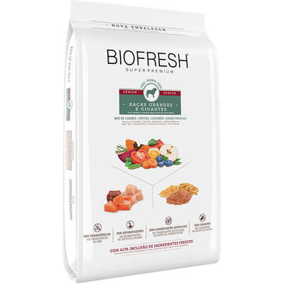 Ração Seca Biofresh Mix de Carne, Frutas, Legumes e Ervas Frescas Cães Sênior de Raças Grandes e Gigantes