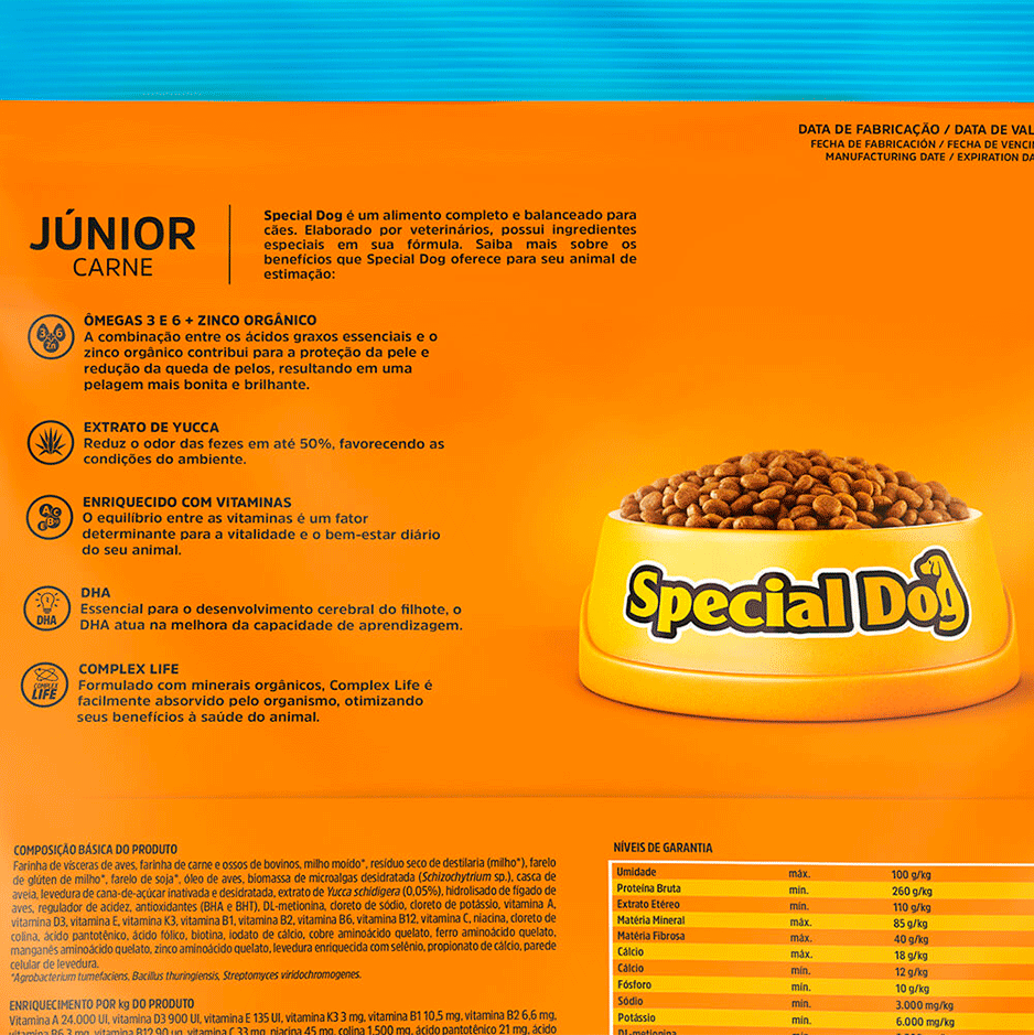 Ração Special Dog Júnior Premium Carne para Cães Filhotes - 15Kg