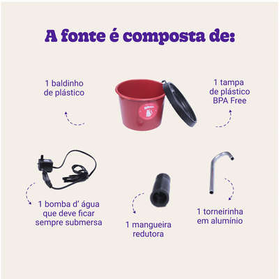 Fonte Bebedouro Kroco Vermelho para Gatos