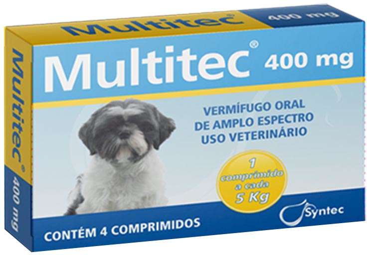Vermífugo Syntec Multitec 400 mg para Cães até 5Kg - 4 Comprimidos
