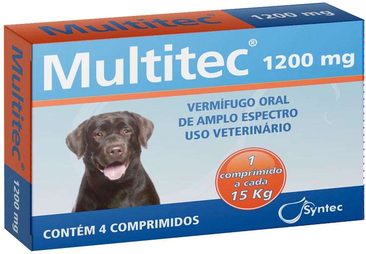 Vermífugo Syntec Multitec 1200 mg para Cães até 15Kg - 4 Comprimidos