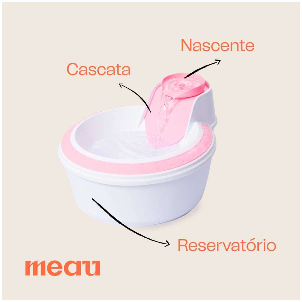 Fonte Bebedouro Meau Clássica Rosa - Bivolt