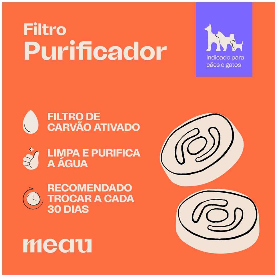 Refil Meau Filtro Purificador Carvão Ativado - 2 Unidades