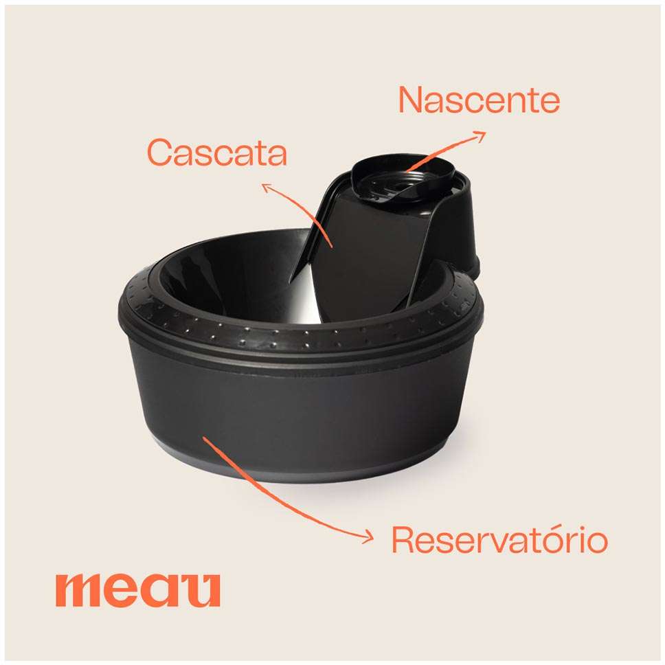Fonte Bebedouro Meau Clássica Preta - Bivolt
