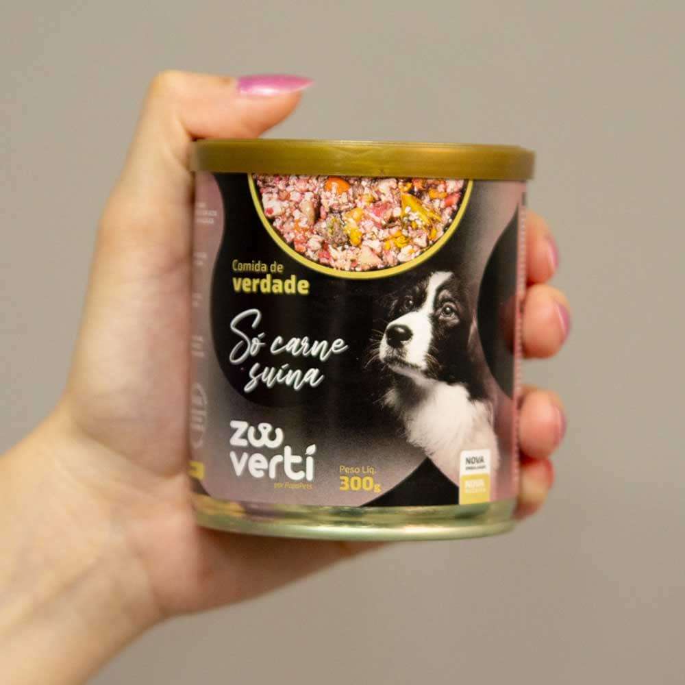 Alimento Natural Papapets Zooverti Só Carne Suína para Cães - 300 g