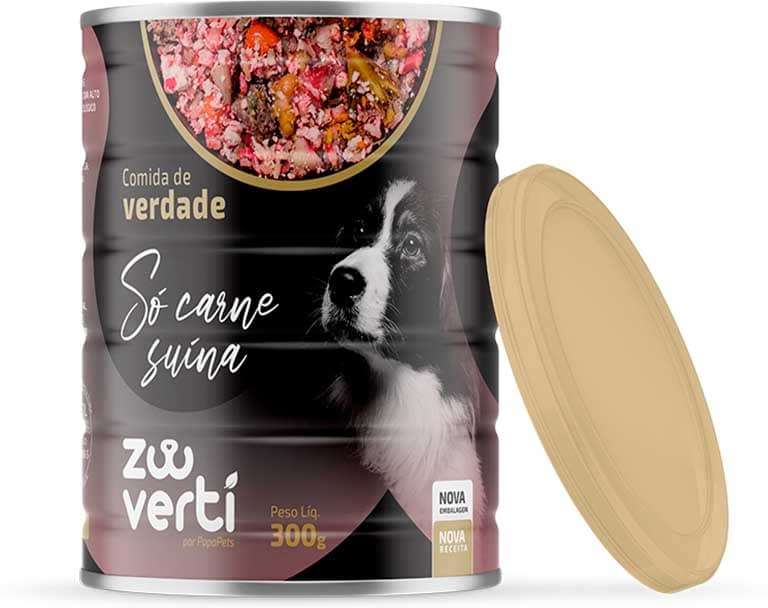 Alimento Natural Papapets Zooverti Só Carne Suína para Cães - 300 g
