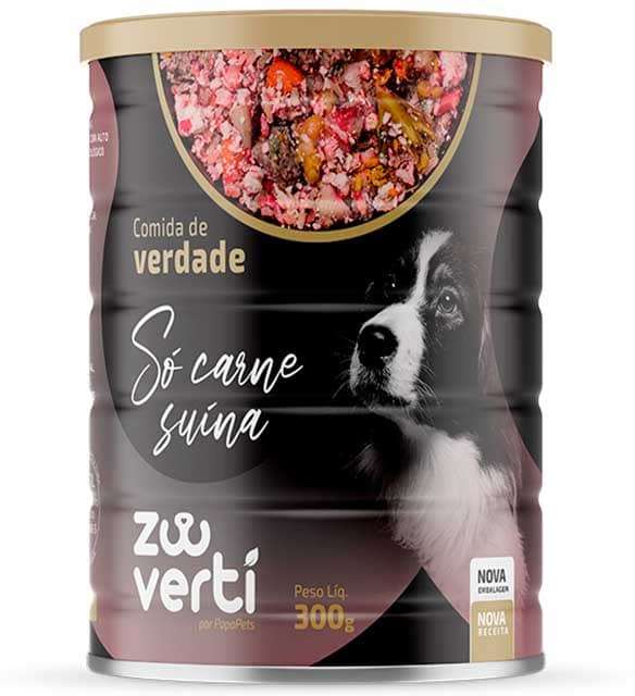 Alimento Natural Papapets Zooverti Só Carne Suína para Cães - 300 g