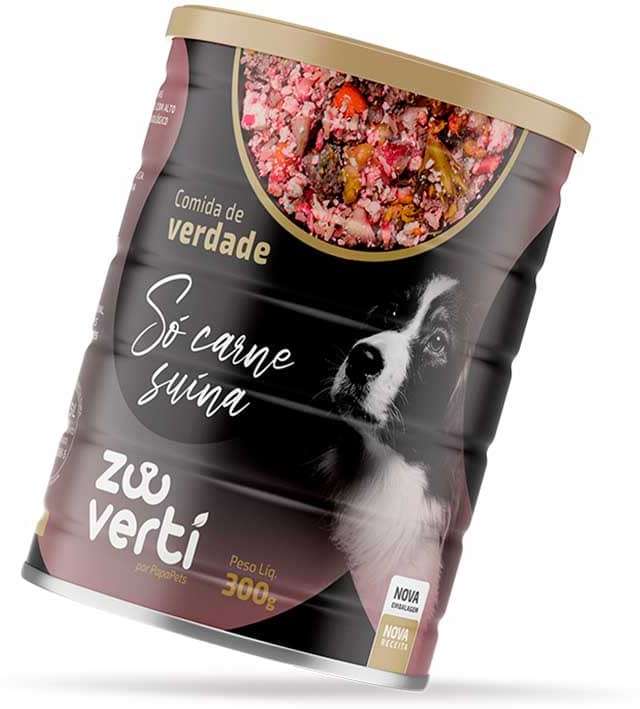 Alimento Natural Papapets Zooverti Só Carne Suína para Cães - 300 g