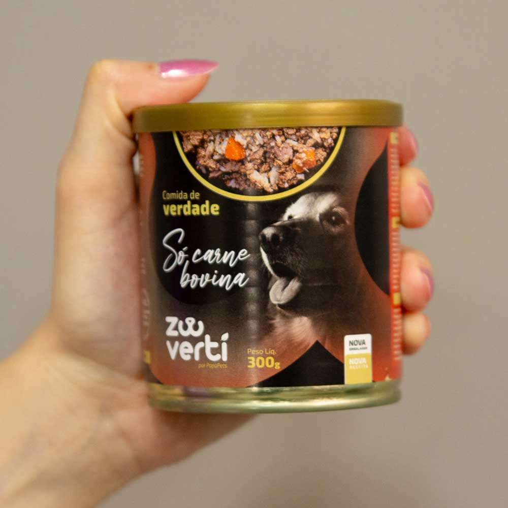 Alimento Natural Papapets Zooverti Só Carne Bovina para Cães - 300 g