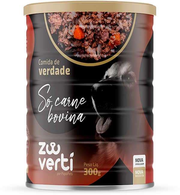 Alimento Natural Papapets Zooverti Só Carne Bovina para Cães - 300 g