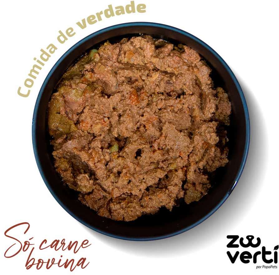 Alimento Natural Papapets Zooverti Só Carne Bovina para Cães - 300 g