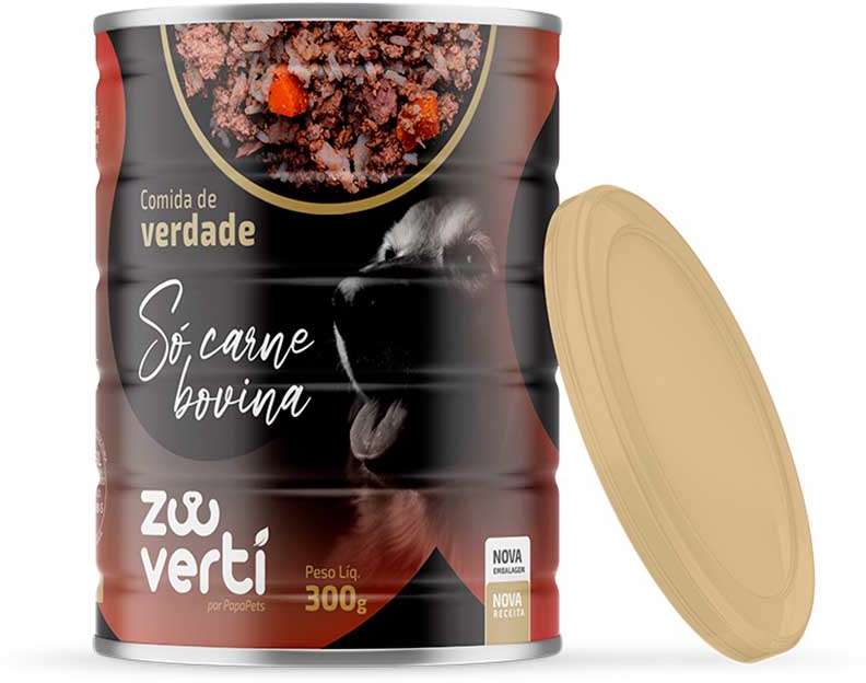Alimento Natural Papapets Zooverti Só Carne Bovina para Cães - 300 g