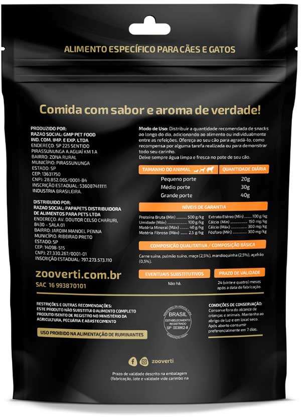 Petisco Papapets Zooverti Desidratado Sensive para Cães e Gatos - 100 g