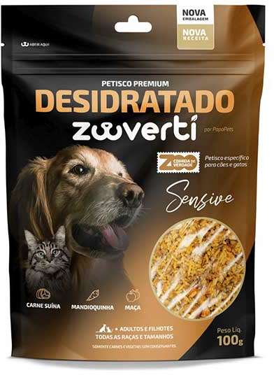 Petisco Papapets Zooverti Desidratado Sensive para Cães e Gatos - 100 g