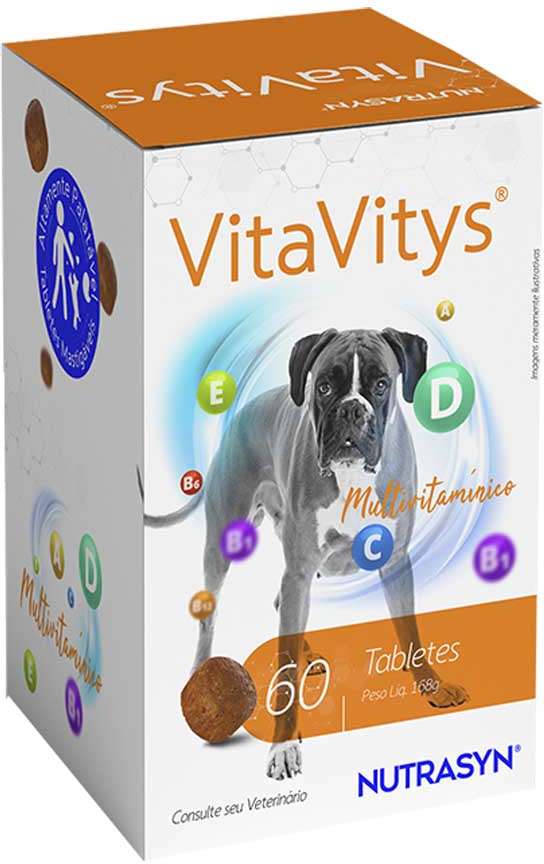 Suplemento Vitamínico Nutrasyn Vitavitys Multivitamínico para Cães - 60 Tabletes.