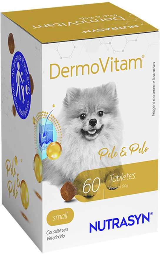 Suplemento Vitamínico Nutrasyn Dermovitam para Cães Raças Pequenas - 60 tabletes