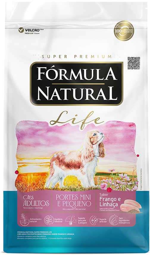 Ração Seca Fórmula Natural Life para Cães Adultos Raças Mini e Pequena sabor Frango e Linhaça - 15Kg
