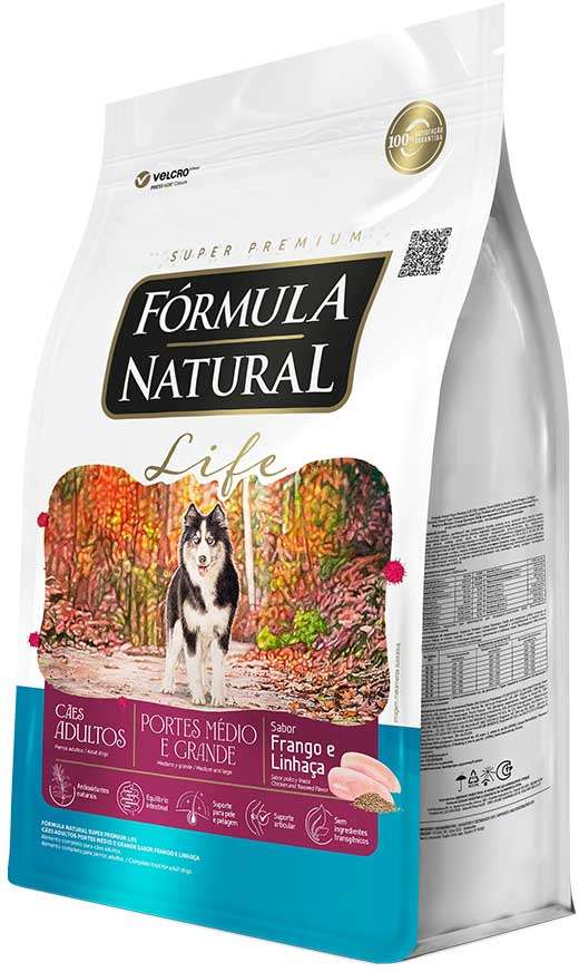 Ração Fórmula Natural Life Super Premium para Cães Adultos de Raças Média e Grande - 15Kg