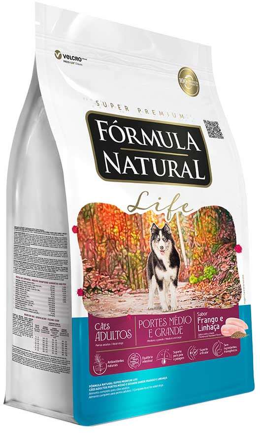 Ração Fórmula Natural Life Super Premium para Cães Adultos de Raças Média e Grande - 15Kg